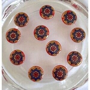 11pcs Beads for Jewelry #20918 Handpainted Cabochon Flatback